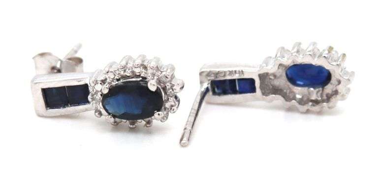 10kt White gold sapphire and diamond earrings