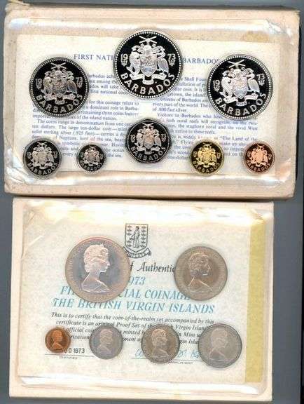 2 Different 1973 Silver Proof Sets: Barbados & British Virgin Islands