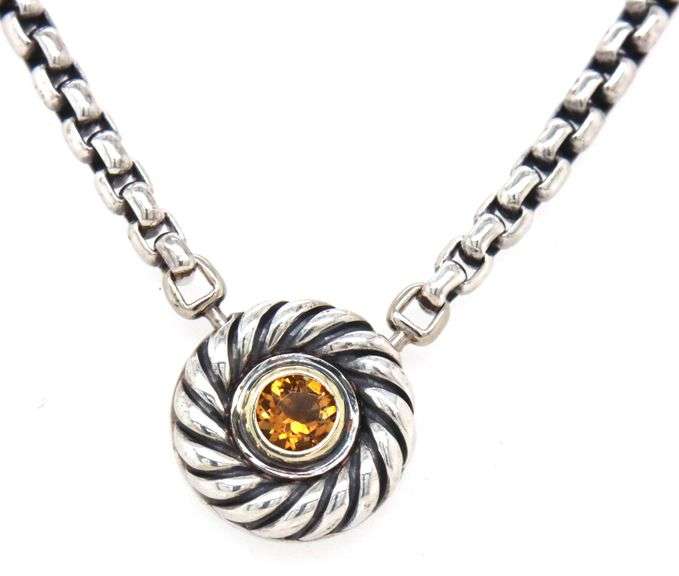 David Yurman Citrine cookie pendant on chain