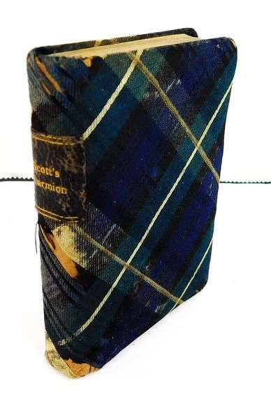 Miniature Scott's Marmion Silk Tartan Antique Book