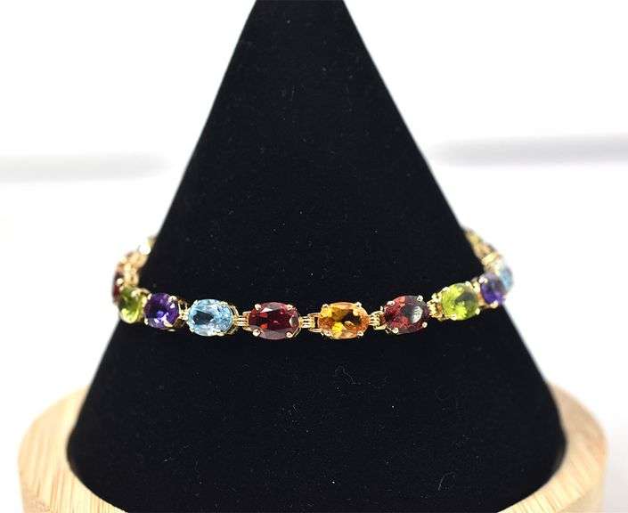 Amazing 14K Yellow Gold Multi-Gemstone Bracelet