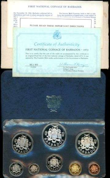 1973 Barbados Franklin Mint 8-Piece Silver Proof Set