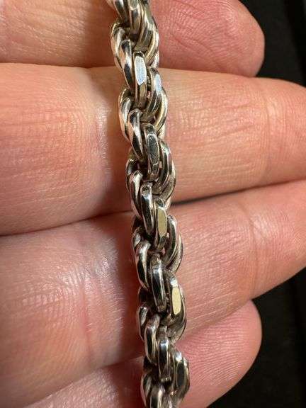 Sterling Silver 925 6mm Diamond Cut Rope Chain 24" Necklace