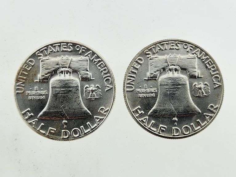 1961 & 1963 Franklin Silver Half Dollars, UNC