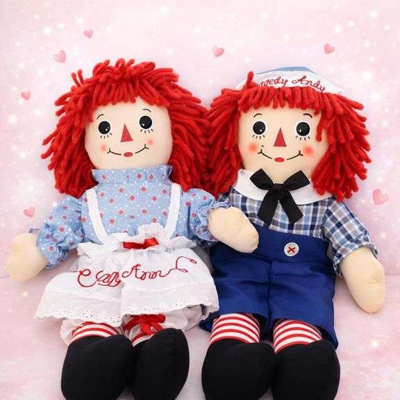 New Mint 2 Classic Raggedy Ann and Andy Dolls