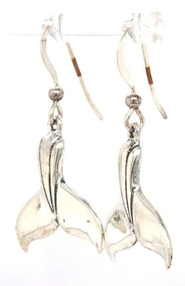 925 Sterling silver signed Kabana Whale tail earrings