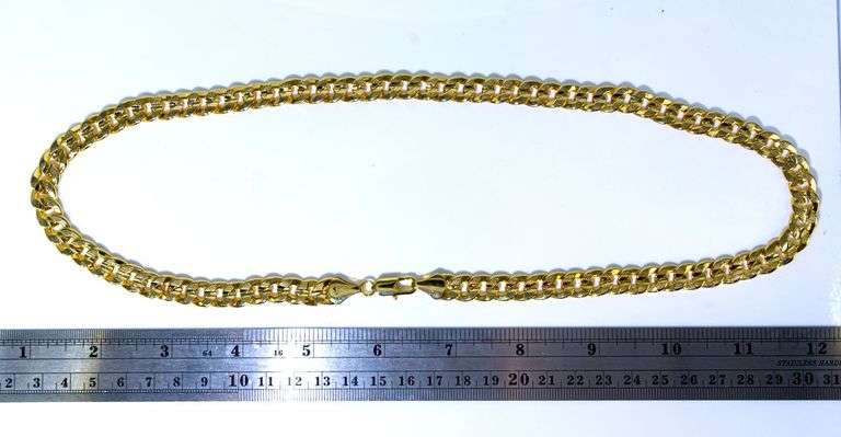 Stunning Yellow Gold Plated Cuban Curb Link Chain Necklace