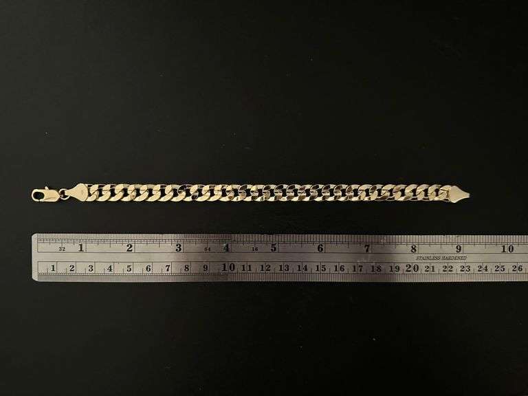 Strong 25.8 Gram 14 Kt Gold Plated Concave Cuban Link Bracelet
