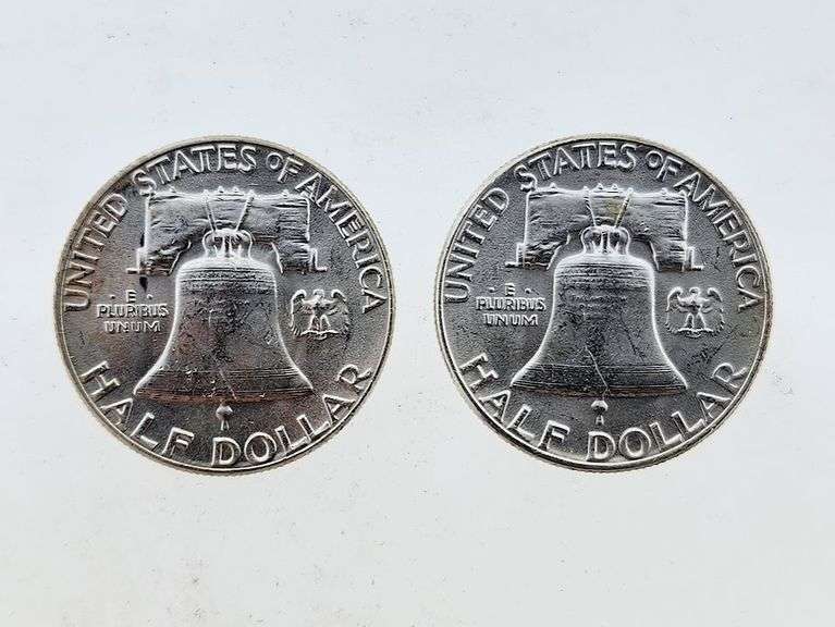(2) 1955 Franklin Silver Half Dollars, UNC