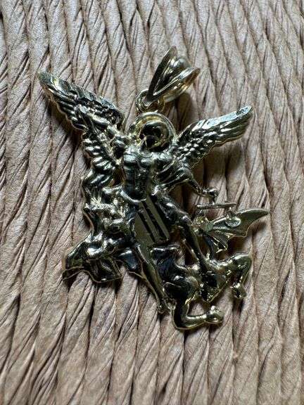 10K Yellow Gold Angel vs Demon Pendant