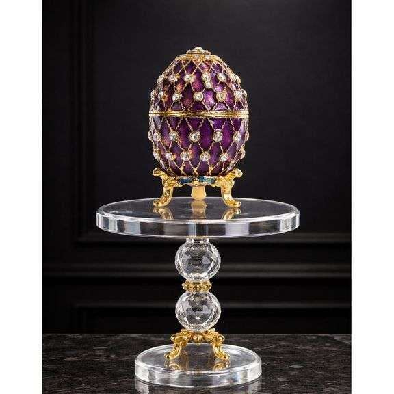 Purple Faberge-Style Egg Trinket Box