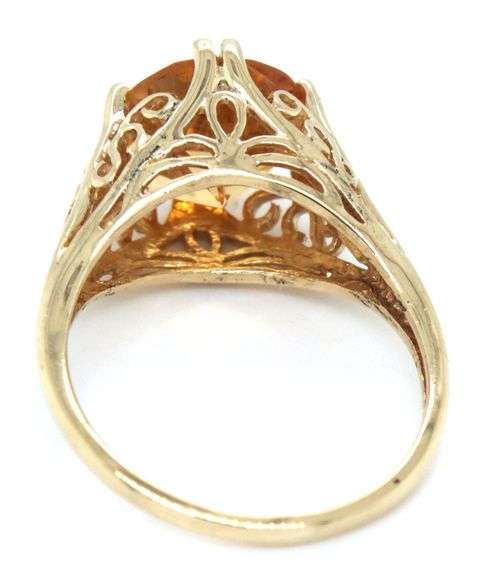14kt Yellow gold round citrine Filigree dome ring