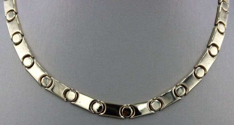 14kt Yellow gold 2 tone screw motif choker necklace