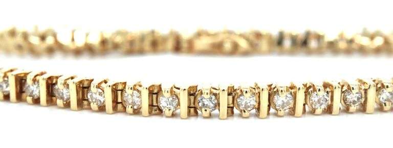 14kt Yellow gold 1ctw diamond tennis bracelet