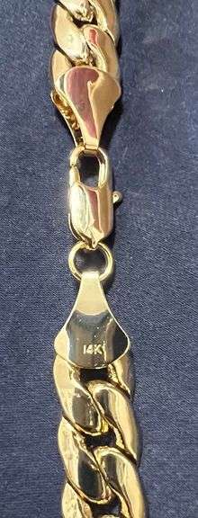 Huge 46.7 Gram 14 Kt Gold Plated Cuban Link Bracelet