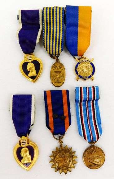 Collection of 6 Miniature Military Medals on Ribbons