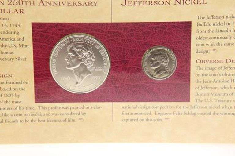 1993 Thomas Jefferson Coin & Currency Set.