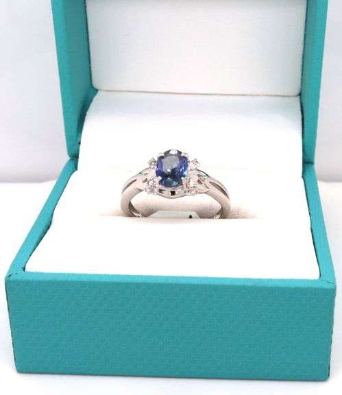 Darling Brilliant Cut Tanzanite & Diamond Ring in Sterling Silver