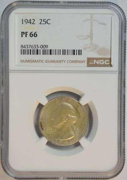 Superb Gem Proof 1942 Washington Quarter. NGC PF66
