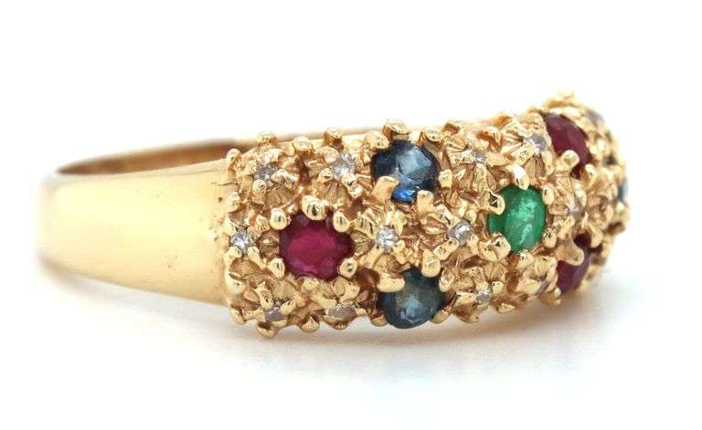 Colorful 14K YG Ring with Ruby, Emerald, & Sapphire