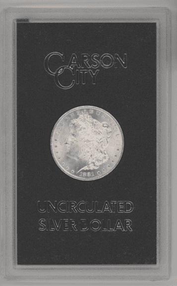 Blazing virtual Gem BU 1881-CC Morgan Silver Dollar in original GSA pack