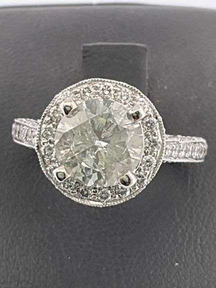 Certified 3.42 CTTW F/I2 Natural Diamond Ring