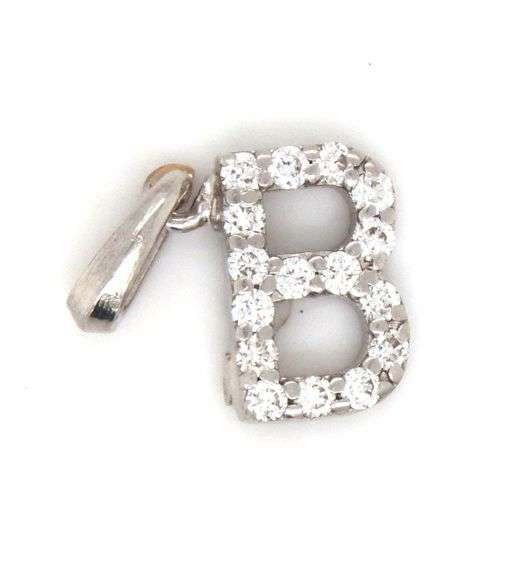 18kt White gold diamond Initial B pendant