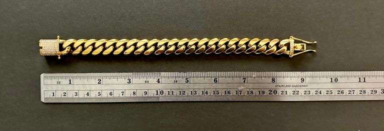 Huge 75.3 Gram Yellow Gold Plate Cuban Curb Link Bracelet
