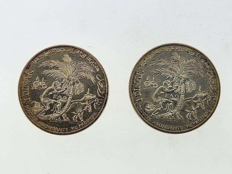 (Lot Of 2) Tunisia 1 Dinar, Silver