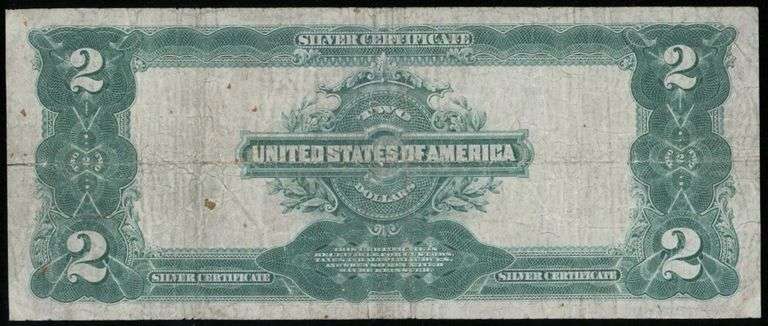 1899 $2 Silver Certificate “Mini Porthole” Note Large Size Fine/VF Details