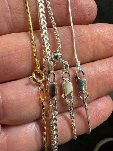 Sterling Silver Italian 925 Layered 4 Piece Chain Set 15", 20", 22", 30" (adjustable)