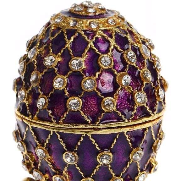 Purple Faberge-Style Egg Trinket Box