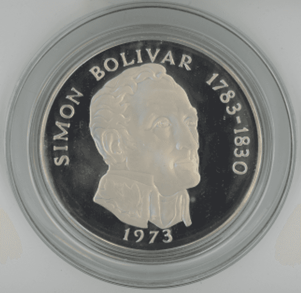 Gem Cameo Proof Large 1973 Panama 20 Balboas Silver Piece. Box/COA