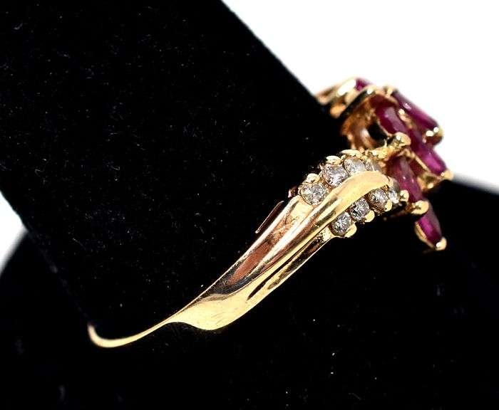 Beautiful 14k Yellow Gold Ruby Gemstone Ring with Diamond Accents