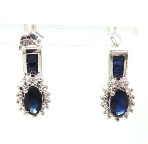 10kt White gold sapphire and diamond earrings