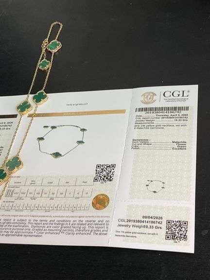 CERTIFIED 14K YELLOW GOLD CLOVER NECKLACE