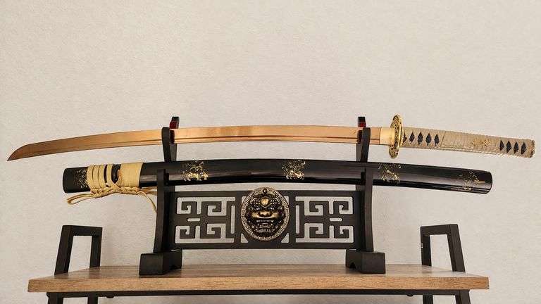 Japanese Sword Samurai Gold Dragon Katana