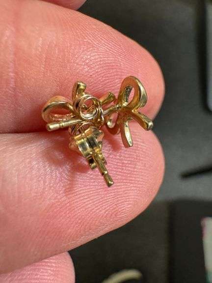 10K Yellow Gold Bow Earrings