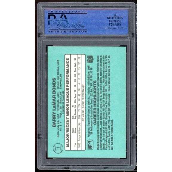 Barry Bonds 1986 Rookies Card Graded 8