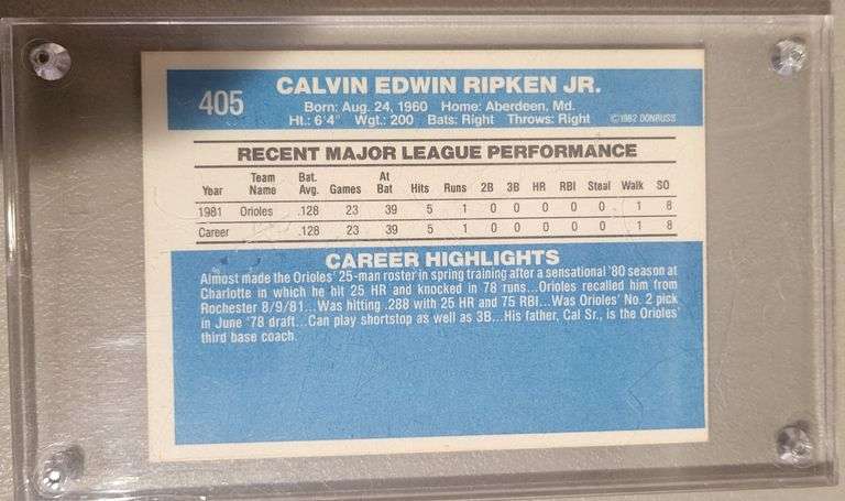 Great condition Cal Ripken, JR Baseball card