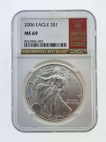 2006 American Silver Eagle, NGC MS69 "Red Book Label"