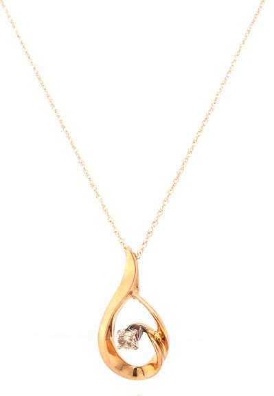 10kt Yellow gold 0.15ct diamond pendant on chain necklace