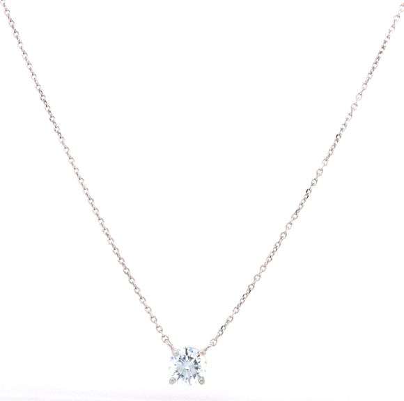 14kt White gold lab grown fancy blue diamond pendant on chain