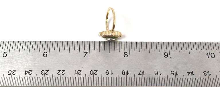 Vintage 10K Yellow Gold Jade Gemstone Ring with Diamond Accents
