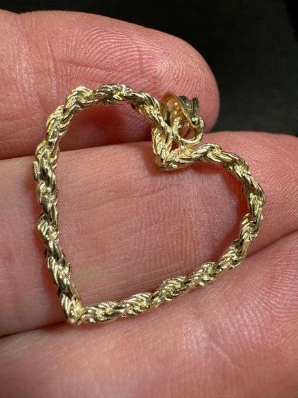 10K Yellow Gold Braided Heart Pendant