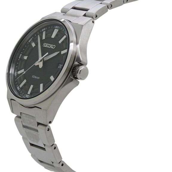 Seiko Men's Green Dial Stainless Steel Quartz Watch – 40mm Sport Style