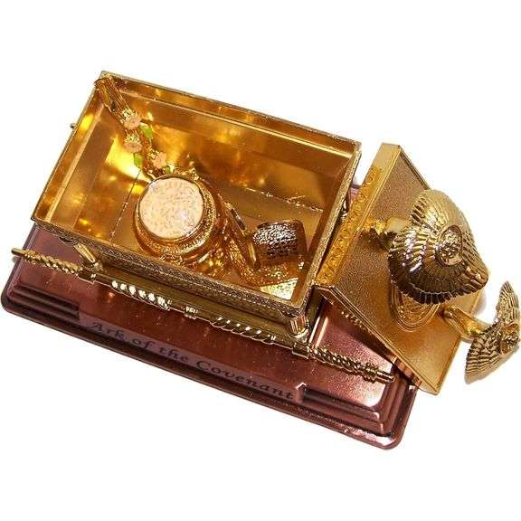 Gold Ark of the Covenant with Tablets Rod and Manna Vessel