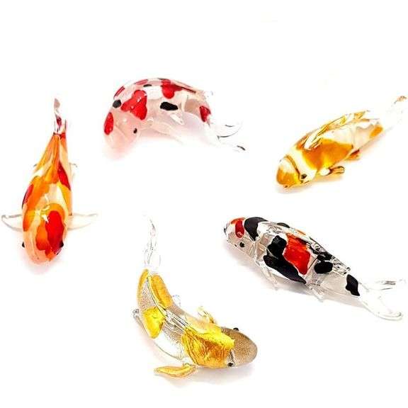 Handmade Blown Glass Koi Fish Family of 5