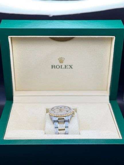 ROLEX STAINLESS STEEL GOLD DIAMOND DIAL JUBILEE BAND WATCH 11.5CT