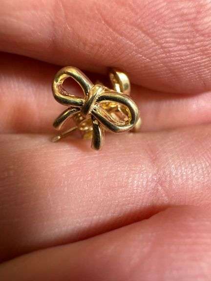 10K Yellow Gold Bow Earrings